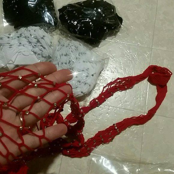 ⭐️⭐️RED CRYSTAL FISHNET STOCKINGS TIGHTS - Picture 6 of 6